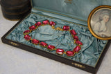 Dark Pink Aurora Crystal Collet Necklace - Large Octagon