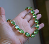 Light Green Aurora Crystal Necklace - Large Oval