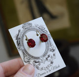 $10 Treats! Garnet Crystal Earrings - Small Oval