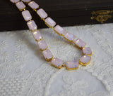 Pink Opal Aurora Crystal Necklace - Medium Octagon