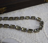 Grey Black Diamond Aurora Crystal Necklace - Medium Octagon