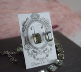 Grey Black Diamond Aurora Crystal Necklace - Medium Octagon