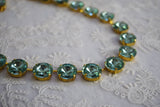 Sea Green Aurora Crystal Collet Necklace - Medium Round