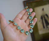 Sea Green Aurora Crystal Collet Necklace - Medium Round