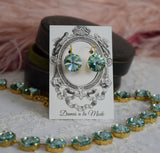 Sea Green Aurora Crystal Collet Necklace - Medium Round