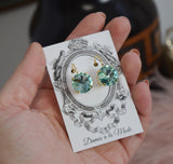 Sea Green Aurora Crystal Earrings - Medium Round