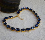 Dark Blue Aurora Crystal Necklace - Large Oval