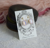 Pink Opal Crystal Earrings - Medium Octagon