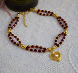 Renaissance Garnet and Heart Pendant Necklace