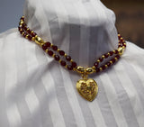 Renaissance Garnet and Heart Pendant Necklace