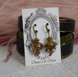Bronze Beaded Dangle Earrings
