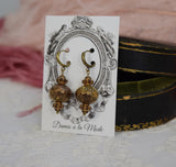 Bronze Beaded Dangle Earrings
