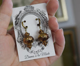 Dark Gold Beaded Dangle Earrings