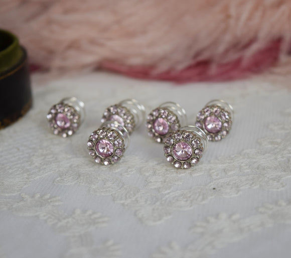 Rhinestone Hair Decorations -  Small Pink and Silver