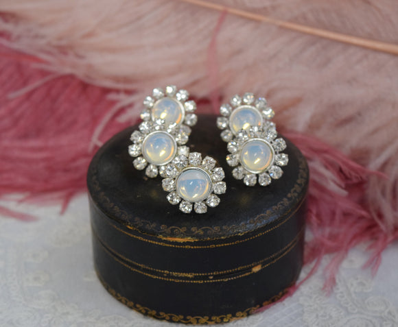 Rhinestone Hair Decorations - Silver and Moonstone