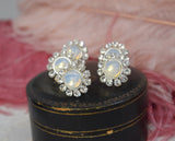 Rhinestone Hair Decorations - Silver and Moonstone