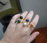 Green Onyx Octagon Vermeil Ring