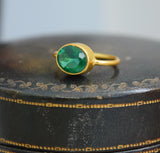 Emerald Quartz Oval Vermeil Ring