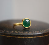 Green Onyx Octagon Vermeil Ring
