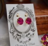 $10 Treats! Dark Pink Swarovski Crystal Earrings - Small Oval