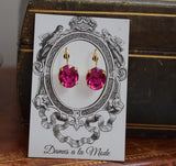 $10 Treats! Dark Pink Swarovski Crystal Earrings - Small Oval