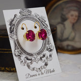 $10 Treats! Dark Pink Swarovski Crystal Earrings - Small Oval