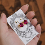 $10 Treats! Dark Pink Swarovski Crystal Earrings - Small Oval