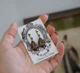 Black and Gold Figured Teardrop Earrings