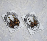 Black and Gold Figured Teardrop Earrings