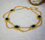 Emerald and Gold Chain Festoon Necklace