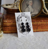 Triple Jet Bead Dangle Earrings