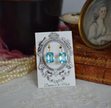 $10 Treats! Aquamarine Crystal Earrings - Medium Octagon
