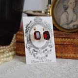Garnet Swarovski Earrings - Medium Octagon