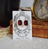 Garnet Swarovski Earrings - Medium Octagon
