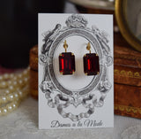 Garnet Swarovski Earrings - Medium Octagon