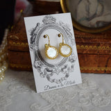 Mother of Pearl Crown Earrings - Small Round