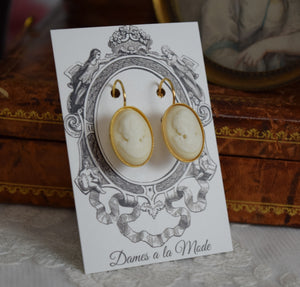 Ivory Cameo Earrings - Large Oval