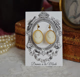 Ivory Cameo Earrings - Large Oval