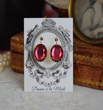 SALE! Dark Pink Mirror Earrings - Large Oval