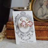 Blush Pink Crystal Earrings - Medium Square