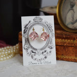 Blush Pink Crystal Earrings - Medium Square
