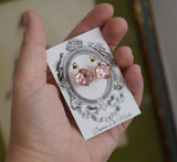 Blush Pink Crystal Earrings - Medium Square