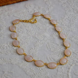 SALE! Pale Pink Stone Collet Necklace - Large Oval