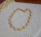 SALE! Pale Pink Stone Collet Necklace - Large Oval