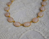 SALE! Pale Pink Stone Collet Necklace - Large Oval