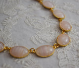 SALE! Pale Pink Stone Collet Necklace - Large Oval