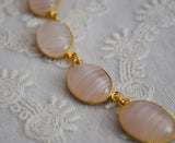 SALE! Pale Pink Stone Collet Necklace - Large Oval