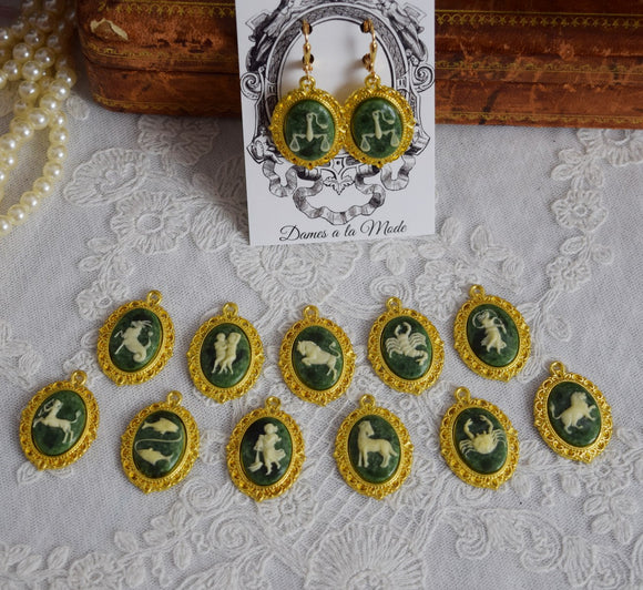 ON SALE! Zodiac Symbol Cameo Earrings