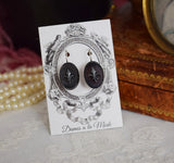 SALE! Hematite Fleu-de-lis Earrings - Large Oval