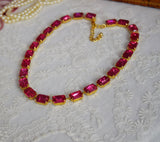 BLACK FRIDAY Bright Pink Crystal Necklace - Medium Octagon